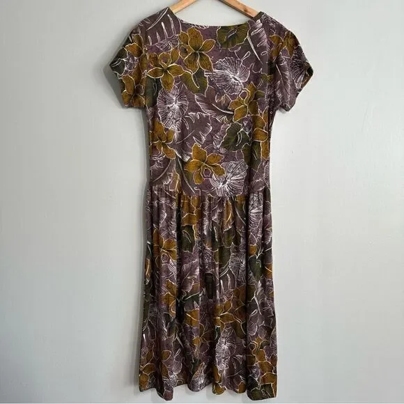 Hilo Hattie Women Short Sleeve Hawaiian Maxi Dress Size L Made In Hawaii Purple - Picture 3 of 8
